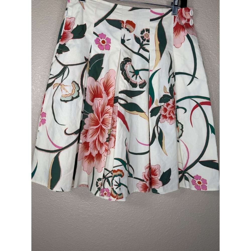 Diane von Furstenberg Floral Skirt Womens Sz 2 Cotton A-Line Midi Designer